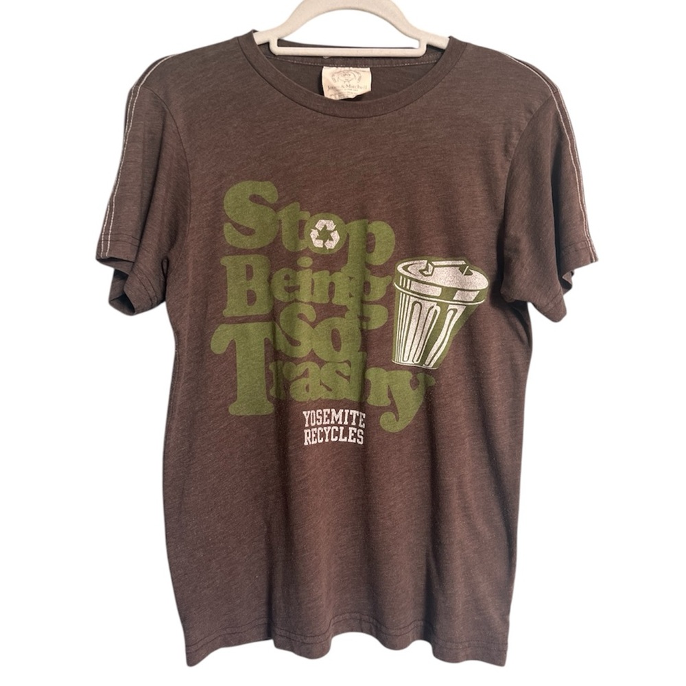 Yosemite Recycles Tee Stop Being So Trashy T-Shirt Made in USA Size Small